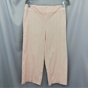 NWT Loft Red White Striped Cropped Wide Leg Flat Front Pants Size 0 Nautical